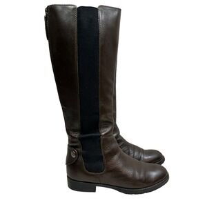 Franco Sarto Tahini Tall Boots Riding Elastic‎ Gore Panel Zip Brown Women 5.5M